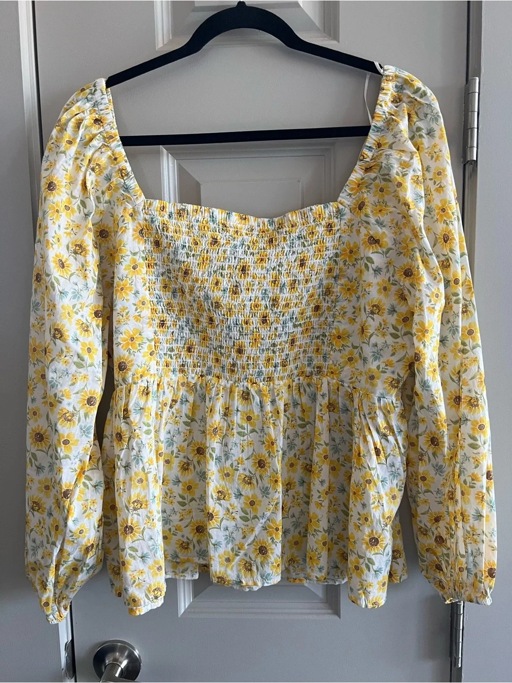 Old Navy Yellow Floral Peasant Blouse - Picture 2 of 3